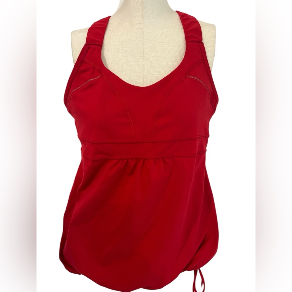 Athleta Women’s Red Horizon Racerback Tank with Drawstring Hem SZ L